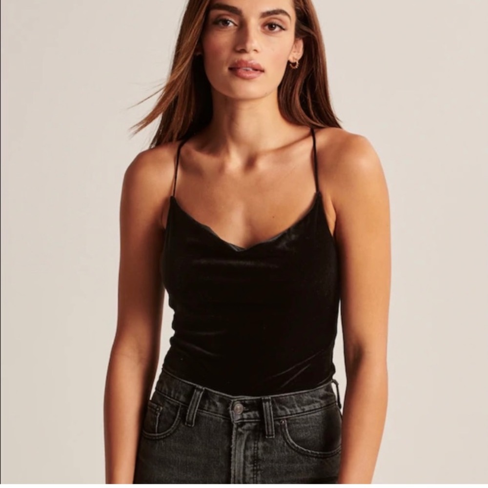 A&F black velvet bodysuit